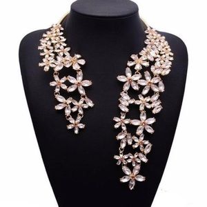 Bcbg bib necklace rose gold with flower gems